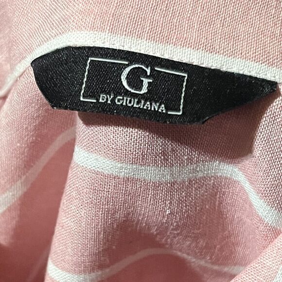 G by Giuliana Shirt Womens Small Pink Striped Button Front Casual Soft Everyday - Picture 15 of 16